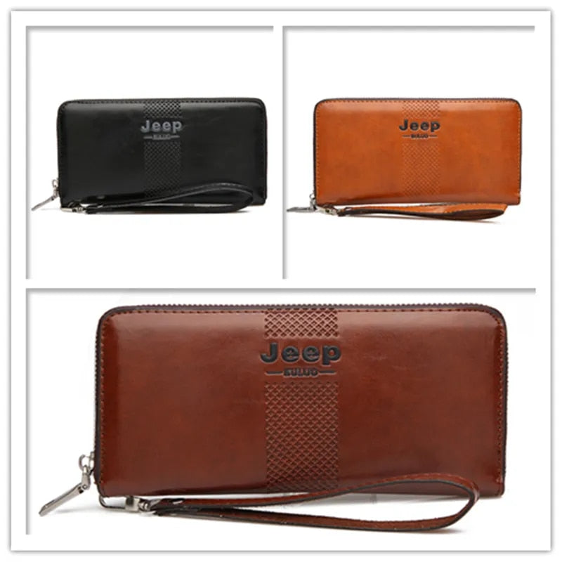 👜✨ JEEP BULUO Men's Long Wallet — Large Capacity Leather Clutch Purse ✨👜