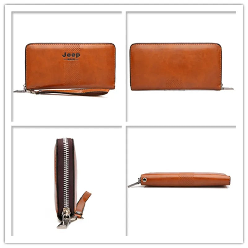 👜✨ JEEP BULUO Men's Long Wallet — Large Capacity Leather Clutch Purse ✨👜
