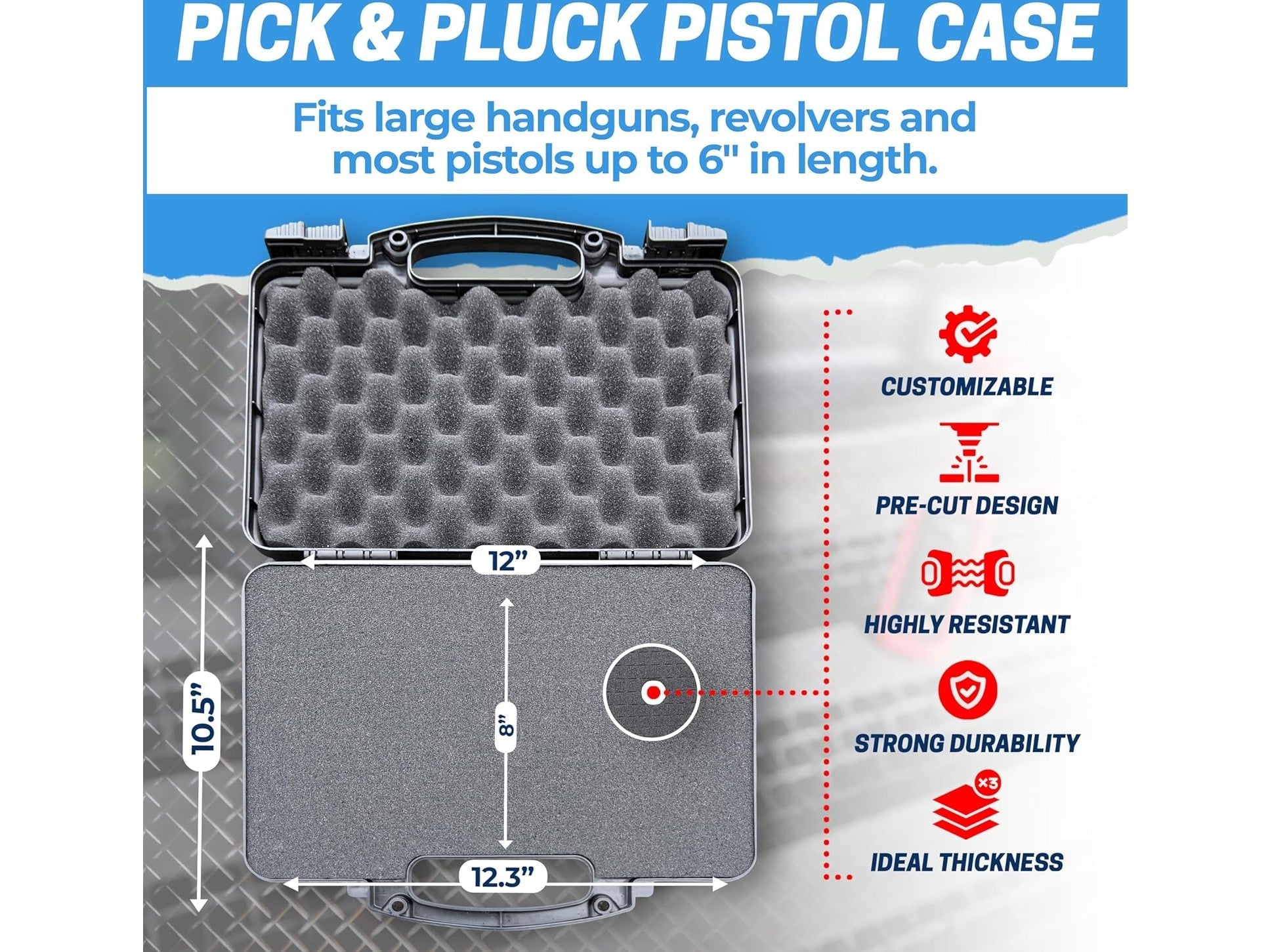 TSA Approved Red Gun Case Locks (2-Pack) & Black Pistol Case