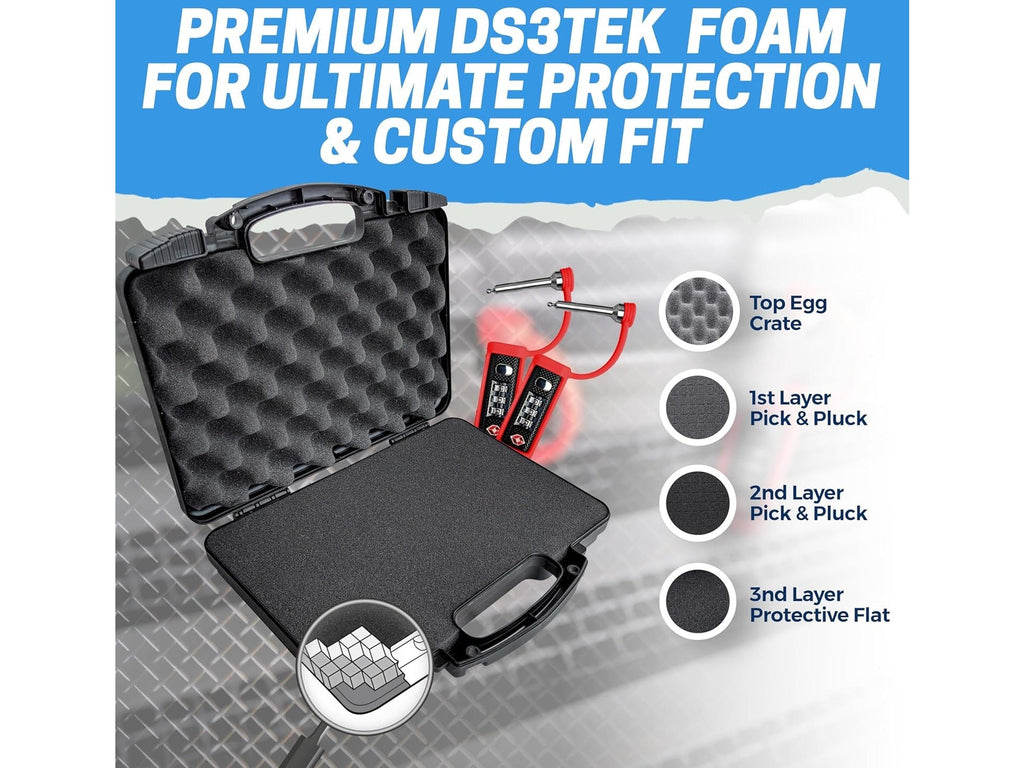 TSA Approved Red Gun Case Locks (2-Pack) & Black Pistol Case