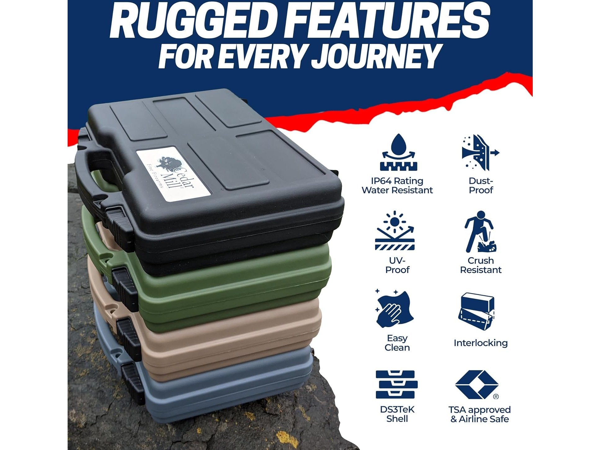 TSA Approved Red Gun Case Locks (2-Pack) & Black Pistol Case