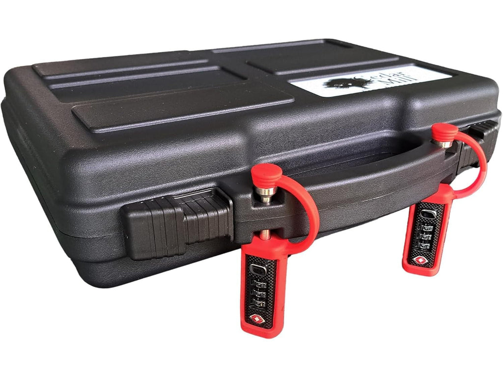 TSA Approved Red Gun Case Locks (2-Pack) & Black Pistol Case