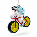 Cycling Sportsman on Bicycle Glass Christmas Ornament