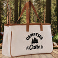 Campfire Cutie Cotton Canvas Chic Tote Bag Camping Tote Camping Lover Gift Tote Bag Outdoor Tote Weekender Tote Camper Multipurpose Tote